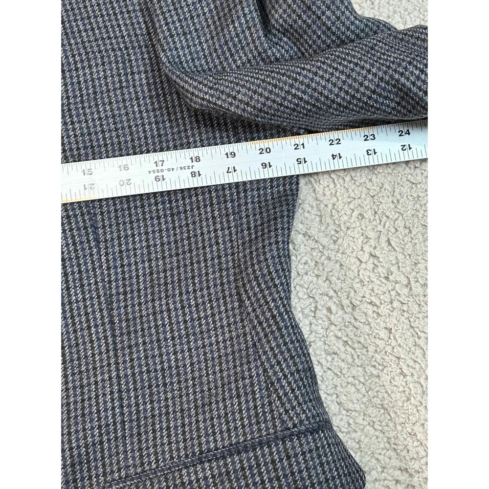 Chaps Mens 40R‎ Wool Blazer Sport Coat Blue Houndstooth Elbow Patches 100% Wool